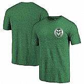 Colorado State Rams Fanatics Branded Green Heather Primary Logo Left Chest Distressed Tri Blend T-Shirt,baseball caps,new era cap wholesale,wholesale hats